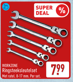  15 super deal workzone co ringsteeksleutelset ratel mm 