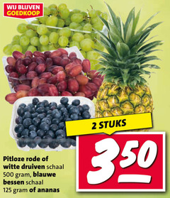  2 350 500 pitloze rode witte druiven schaal blauwe bessen ananas stuks 