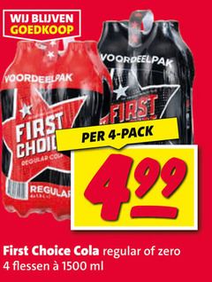  4 1500 regular pack choice cola zero flessen ml 