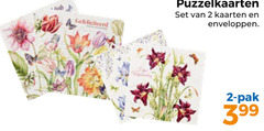  2 puzzelkaarten kaarten enveloppen pak 