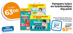  3 6300 pampers luiers luierbroekjes big pack economy pants 40- baby dry online maat luier stuks 
