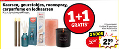  1 2 kaarsen geurstokjes roomspray ledkaarsen bolsius fresh cotton white musk warm vanilla kruidvat geurkaars klein stuks 