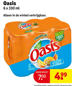  6 33 330 oasis ml tropical nouveau nieuwe format formaat source sans conserveermiddelen 