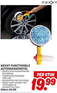  nexxt autowasborstel zachte microvezel chenille borstelkop shampoo reservoir aansluiting tuinslang reinigen voertuigen rondom huis elders stuk 