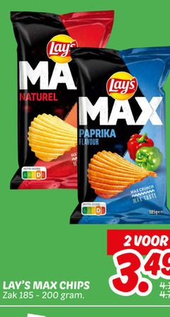 2 200 lay naturel nutri score paprika flavour chips crunch taste 3 zak 
