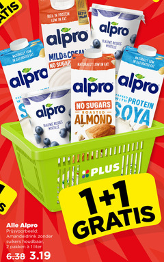  1 2 naturally alpro protein categorie ongezoete soja mild sugar blauwe bosbes myrtille sugars roasted almond packed with soya suikers houdbaar pakken liter 