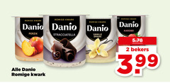  2 romige kwark danio aardbei perzik stracciatella vanille bekers 3.99 