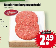  2 eiwit runderhamburgers gekruid pak stuks vleeschmeesters 