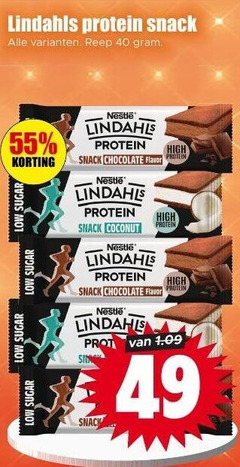  40 55 lindahls protein snack reep sugar nestle high chocolate flavor coconut 