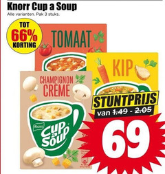  3 69 knorr cup soup pak stuks tomaat champignon creme kip 