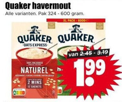  2 12 100 600 quaker havermout pak xl pack volkoren naturel flacons sachets 