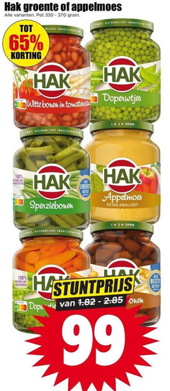  1 2 12 65 99 100 330 hak groente appelmoes pot ingredienten natuurlijke witte bonen doperwtjes open sperziebonen getest 