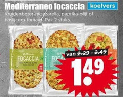  2 mediterraneo focaccia kruidenboter mozzarella paprika olijf basilicum tomaat pak stuks pepper olives 