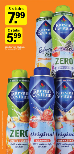  2 3 100 1948 productvarianten combineren stuks 5.99 suiker calorieen karvan cevitam stuk refresh sinaasappel zero bosvruchten favoriet nederland original origina natuurlijke aardbei grenadine 