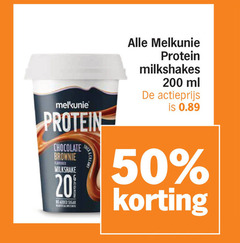 20 50 200 melkunie protein chocolate brownie flared milkshake added sugar milkshakes ml actieprijs 