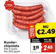  5 200 slagerij runder chipolata pak stuks voucher 