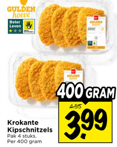  4 400 gulden hoeve beter leven krokante kipschnitzels pak stuks 3.99 