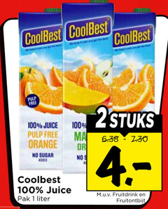  1 100 coolbest free juice orange sugar added pak liter dr 2stuks fruitdrink fruitontbijt 