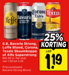  alfa leffe bavaria 8.6 corona speciaalbieren blikjes bier 9 25 50 texels strong blond cerveza skuumkoppe superstrong blik stuk 