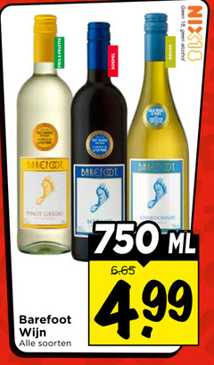  witte wijn rode 18 750 fris fruitig barefoot soepel alcohol nix18 pinot grigio soorten chardonnay ml 
