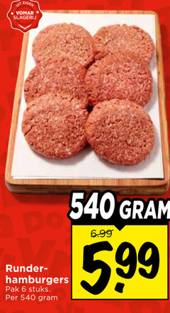  6 slagerij runder hamburgers pak stuks 5 99 
