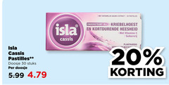  isla keelpastilles 20 30 cassis pastilles doosje stuks 5.99 natuurlijk aalbes extract ondersteunt kriebelhoest heesheid vitamine suikervrij plantaardig 
