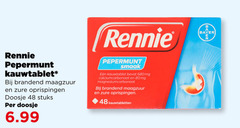  48 80 rennie pepermunt kauwtablet brandend maagzuur zure oprispingen doosje stuks mg calciumcarbonaat magnesiumcarbonaat kauwtabletten 
