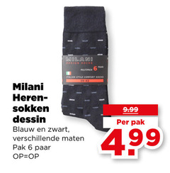  6 milani heren sokken design socks multipack italian style comfort dessin blauw zwart maten pak paar 