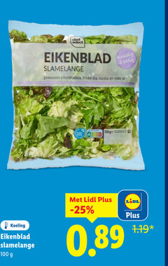  100 chef select eikenblad slamelange kruidig pittig gewassen eikenbladsla sla rucola rode ui ge koeling 