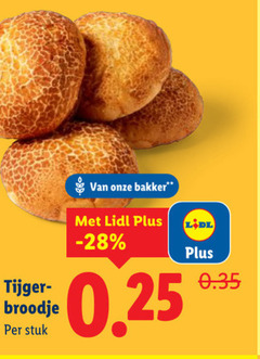  tijger broodje stuk bakker 0.25 