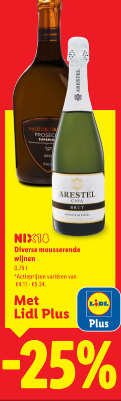  witte wijn arestel prosecco superior origine dry cava brut tradicional nix18 mousserende wijnen varieeren 