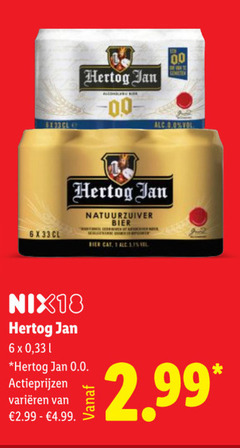  hertog jan blikjes bier 1 6 00 natuurzuiver vel nix18 0.0 varieeren 