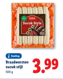  500 style halal koeling braadworsten stijl 3.99 