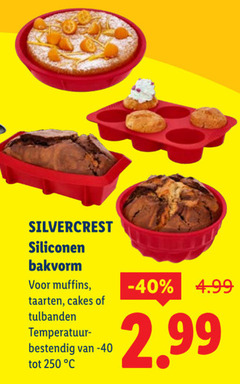  250 silvercrest siliconen bakvorm muffins taarten cakes temperatuur bestendig 
