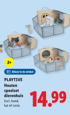  3 playtive houten speelset dierenhuis hond kat cavia 