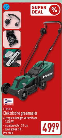  6 30 33 super deal ferrex 3jaar elektrische grasmaaier traps hoogte verstelbaar maaibreedte cm opvangbak l stuk 