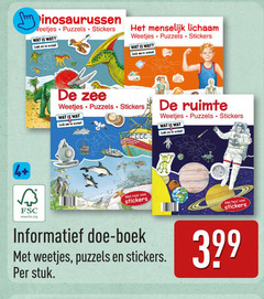  fsc www.fsc.org weetjes puzzels stickers menselijk lichaam zee ruimte informatief boek stuk 