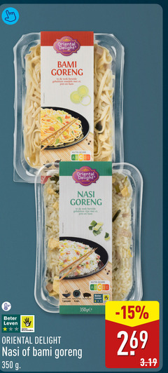  1 4 350 oriental delight bami goreng wok bereide gebakken noedels ei prei ham nutri score nasi rijst beter leven dieren bescherming persoon min 