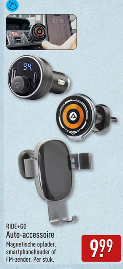  12 18 ride go auto accessoire magnetische oplader smartphonehouder fm zender stuk 