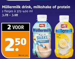  2 250 drink milkshake protein 375-400 ml miller milk shake vanilla liter v.a. banana 
