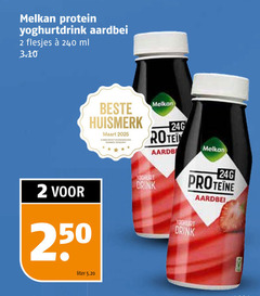  2 240 250 melkan protein yoghurtdrink aardbei ml huismerk consumentenonderzoek yoghurt drink proteine liter 