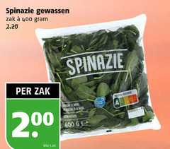  3 200 400 spinazie gewassen zak min ge score kilo 