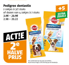  2 4 7 25 pedigree dentastix zakjes 3 stuks dozen 2e halve oral cars 5 zegels daily care combinatie kassa 