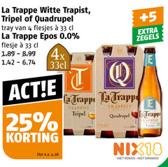 la trappe speciaalbieren 4 18 25 33 trappen witte trapist tripel quadrupel tray 0.0 flesje 4x trappist 5 zegels liter v.a. roken drinken 