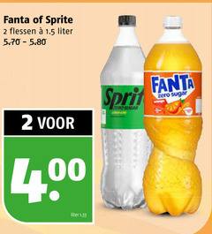  sprite fanta frisdrank 2 flessen liter zero sugar 
