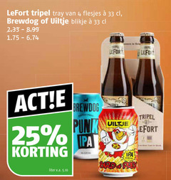  brewdog uiltje lefort speciaalbieren 4 25 33 tripel tray blikje liter v.a. punk 