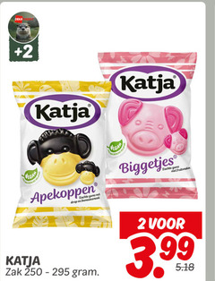  katja snoep drop 2 250 apekoppen zachte gums banaansmaak zak biggetjes fruitsmaken 3.99 