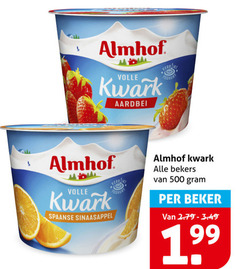  almhof kwark 500 volle aardbei spaanse sinaasappel yoghurt bekers beker 