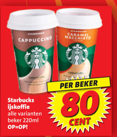  starbucks ijskoffie 80 cappuccino caramel macchiato beker cent 