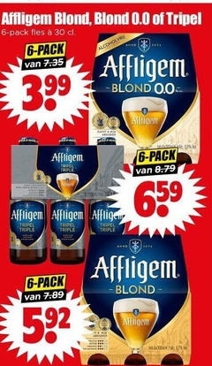  affligem speciaalbieren 6 30 blond 0.0 tripel pack fles 3.99 triple 